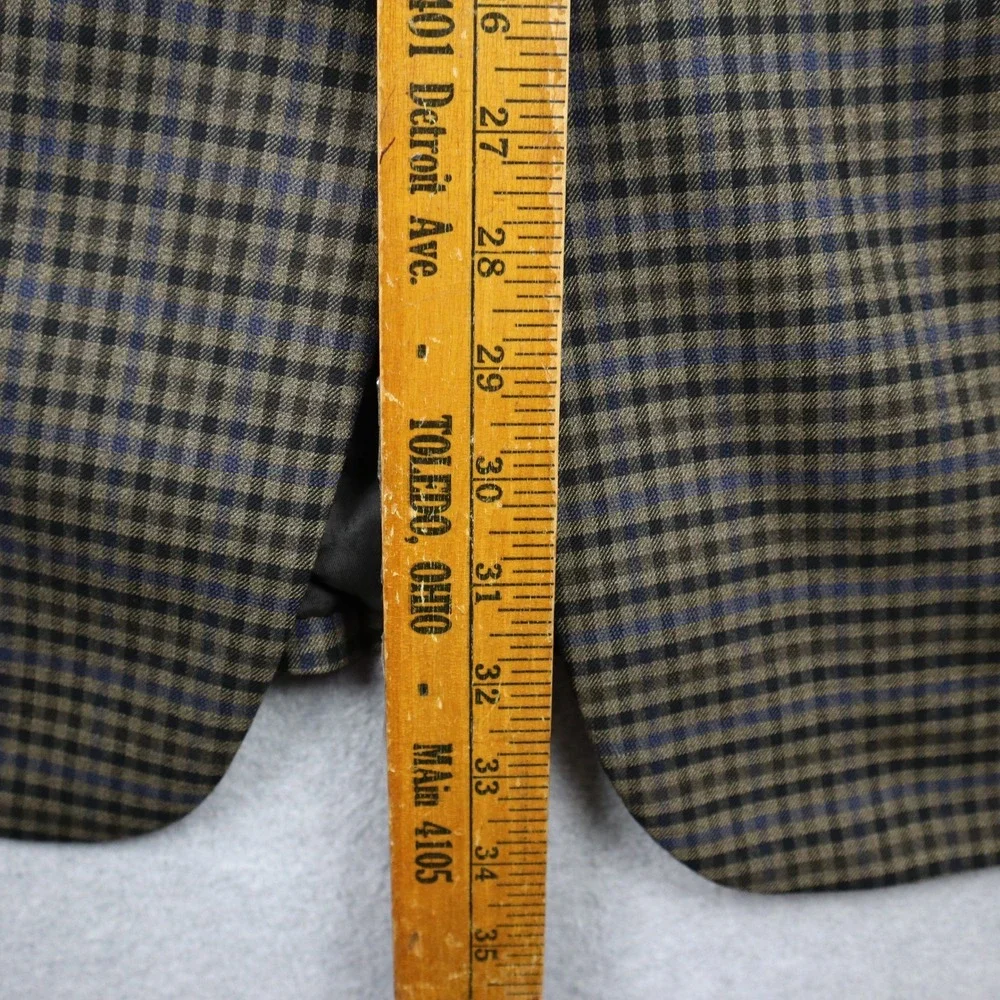 Joseph Abboud Blazer Mens 44L Wool Sport Coat Brown Blue Check Plaid Suit Jacket
